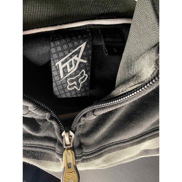Fox Racing Track Attack Jacket Black Gray Stripe Logo Full Zip MX BMX Mens L - Picture 3 of 7